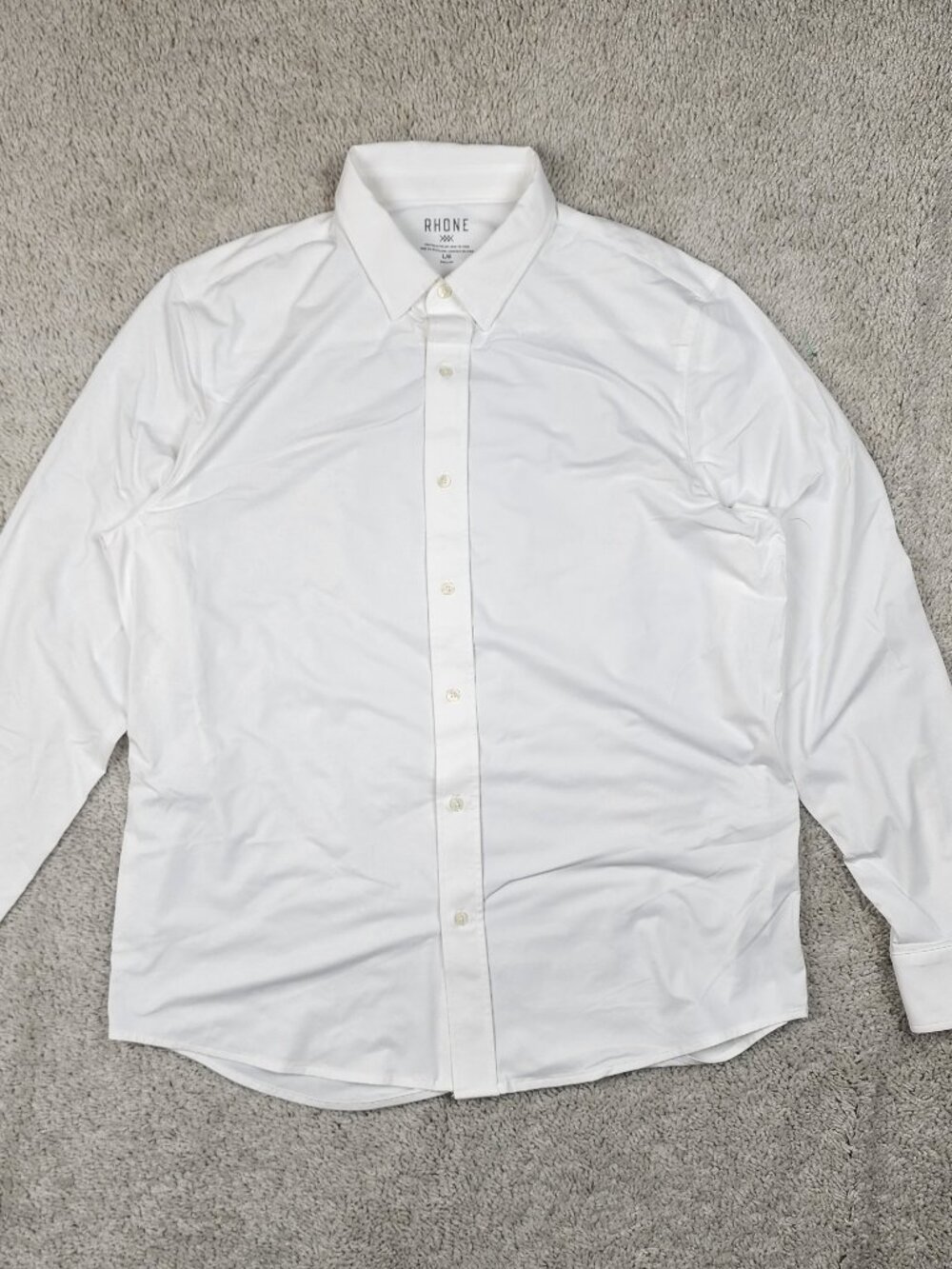 Rhone Button Shirt Mens Size Large L/G White Stretch Performance Office USA Work
